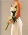pageant style bouquet with white calla lilies and good luck bamboo